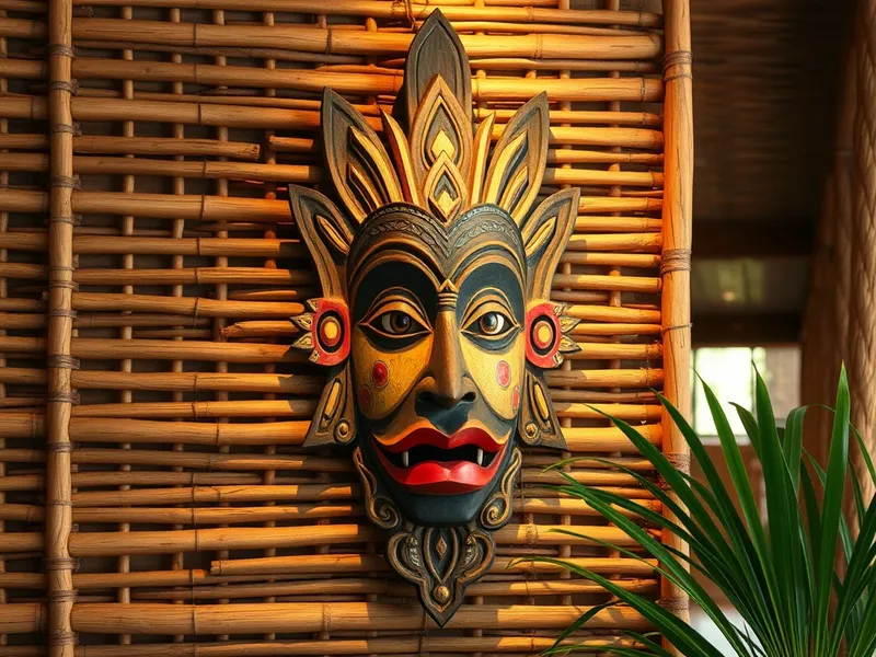 Masque balinais traditionnel peint sur bois